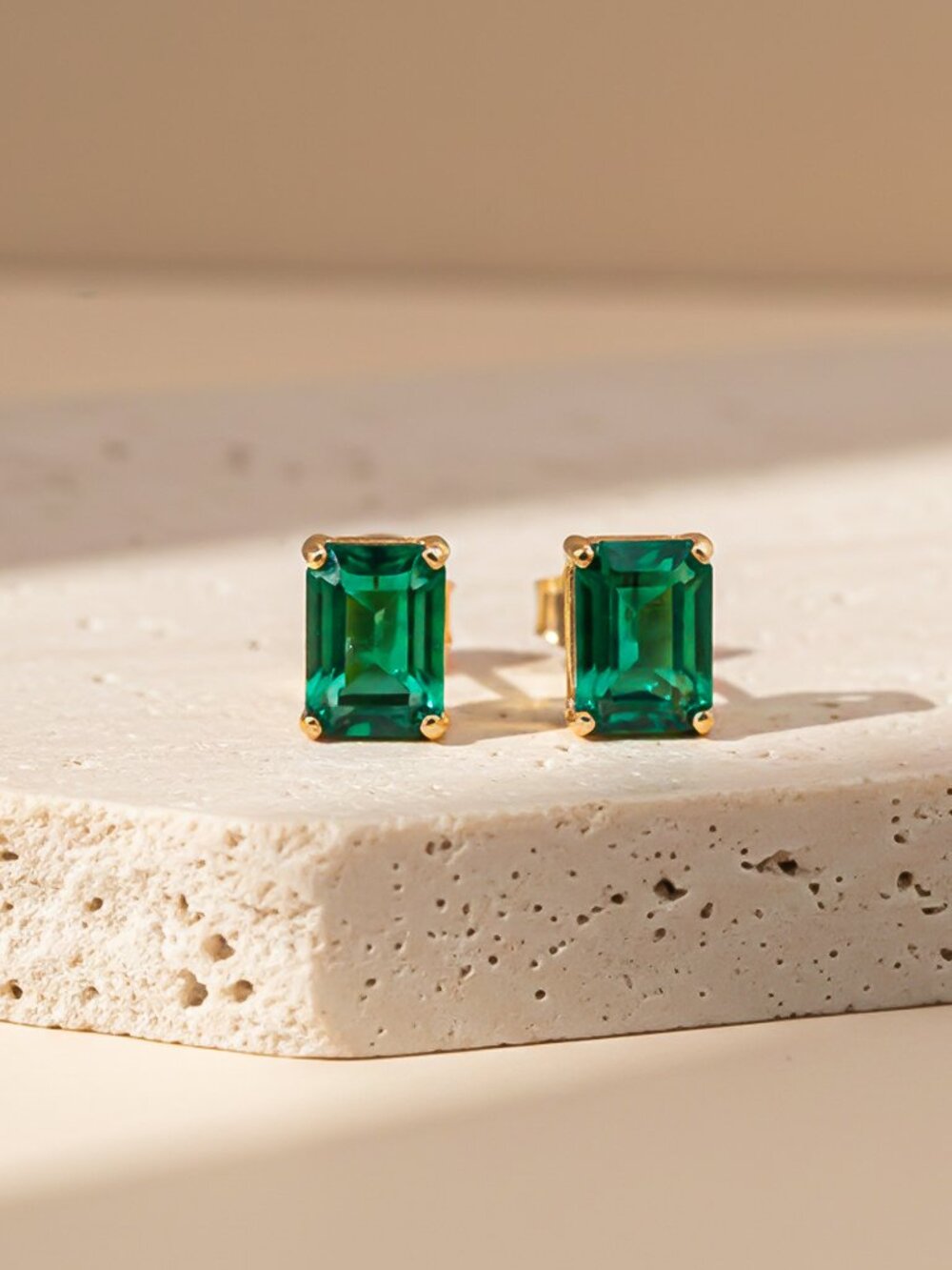 Golden Green Butterfly Back Stud Earrings Gold Vermeil (2.5 Micron)